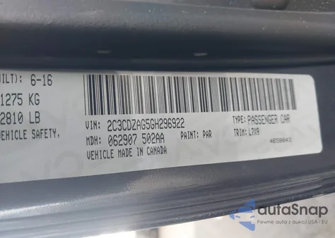 2016 Dodge Challenger Sxt из США, поврежденный, VIN 2C3CDZAG5GH296922